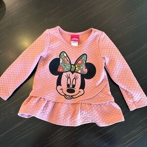 Disney Minnie Mouse Quilted Pink Long Sleeve Top